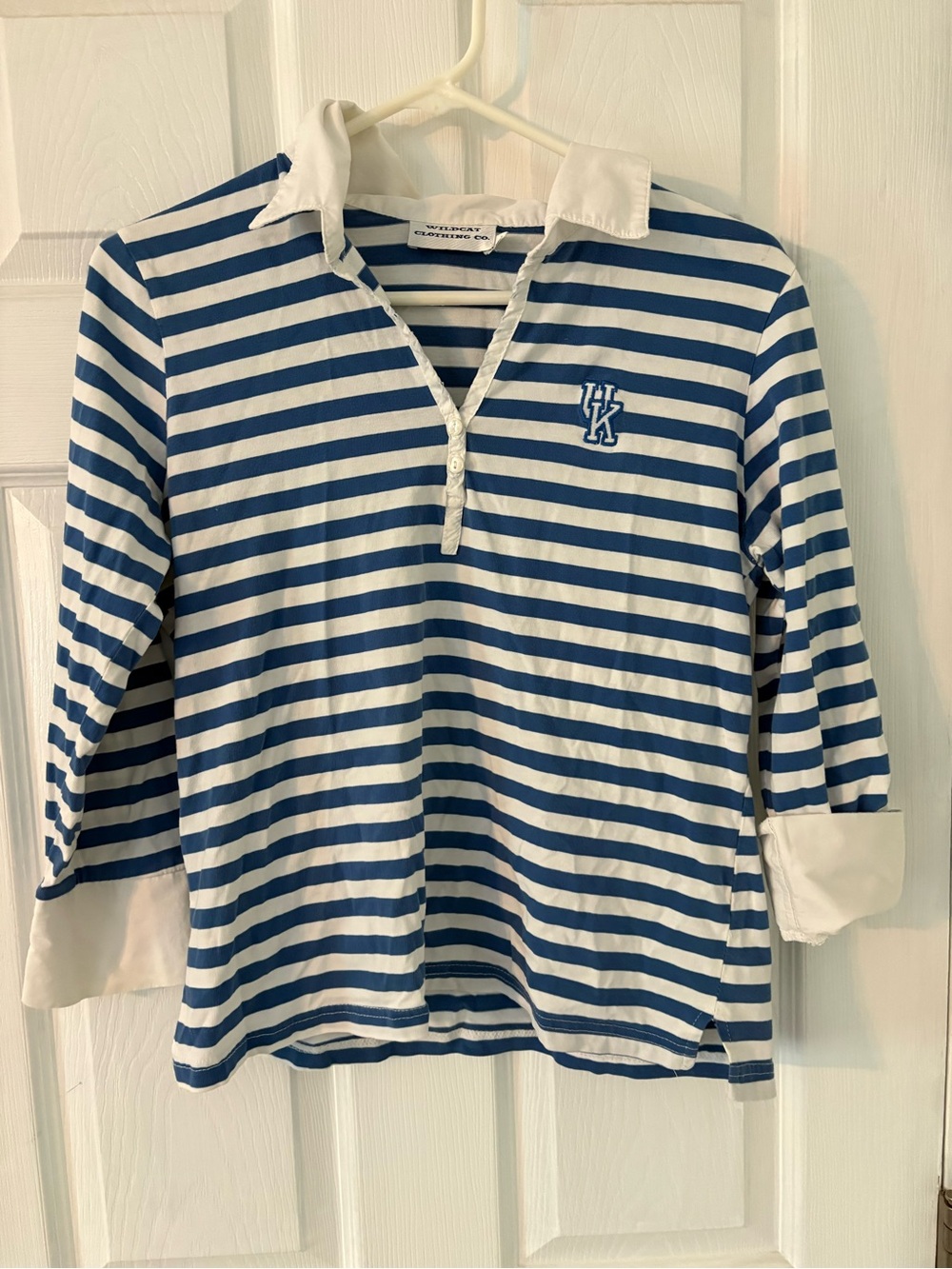 Kentucky Wildcats UK Striped Collared Shirt Blue White Large - Picture 7 of 7